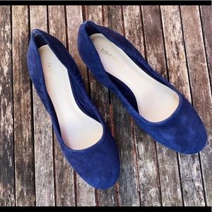 Nine West Geniuen Suede Pumps Size 7 Block Heels
